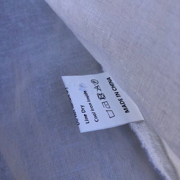 Women's Linen Blend Button Down Shirt XL Women's White Long Sleeve Collared Top - Picture 7 of 9